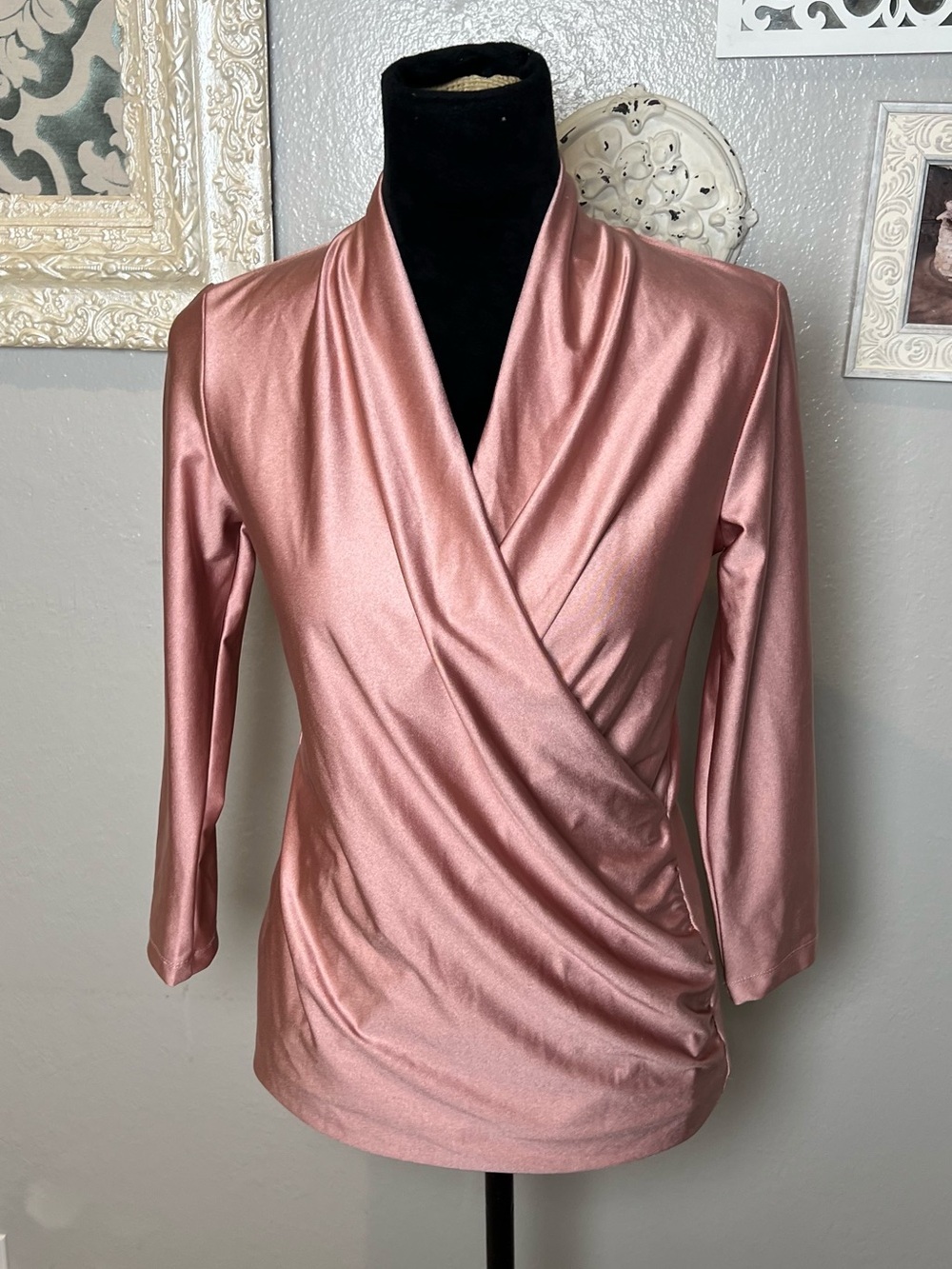 Wrap-Style Women's Top in Dusty Rose Pink